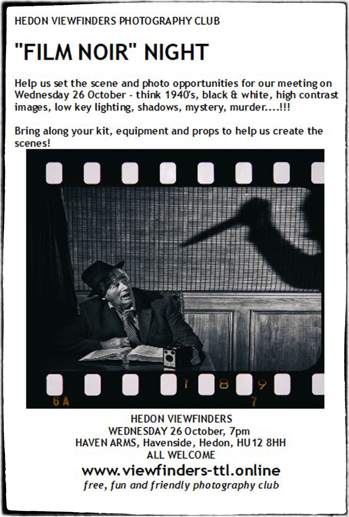Film Noir Photography Night at Hedon Viewfinders